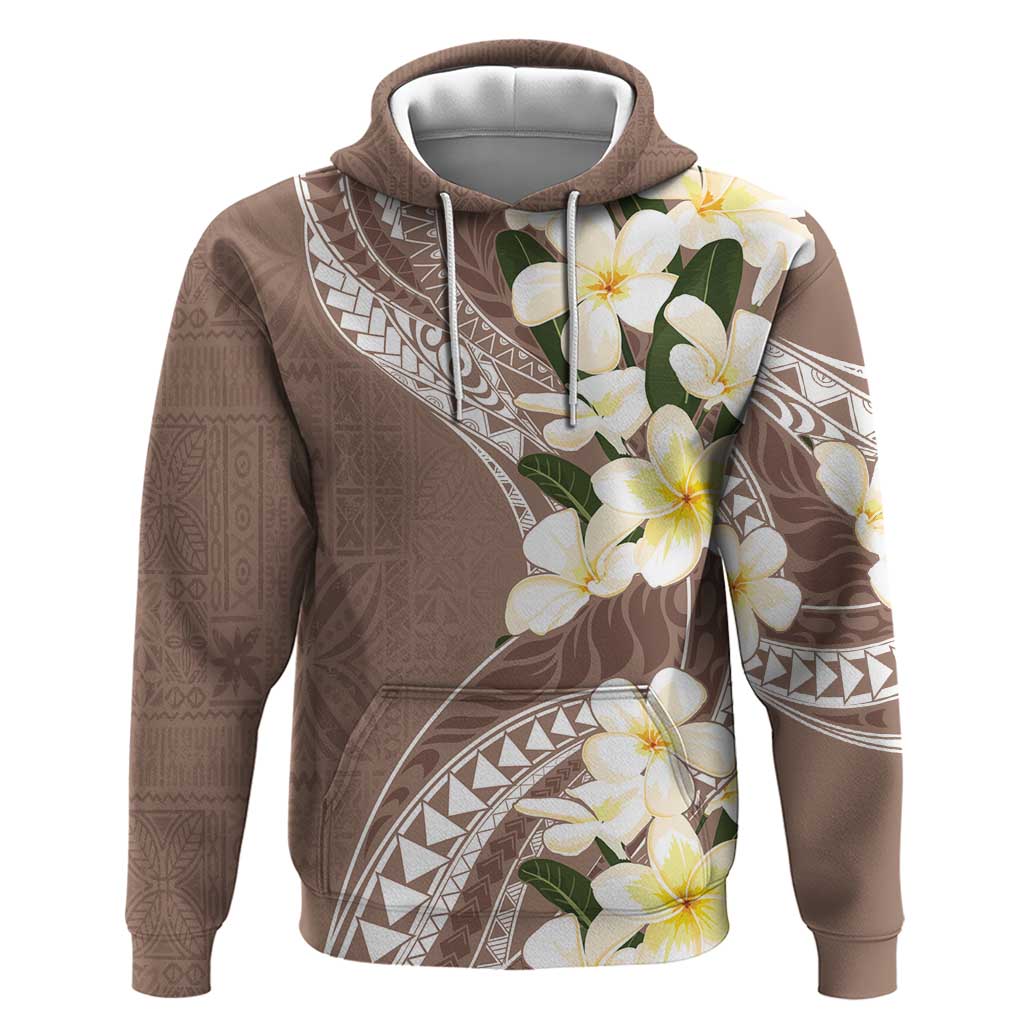 Aloha Hawaii Festive Zip Hoodie Frangipani Lace Classic - Beige
