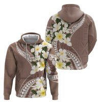 Aloha Hawaii Festive Zip Hoodie Frangipani Lace Classic - Beige