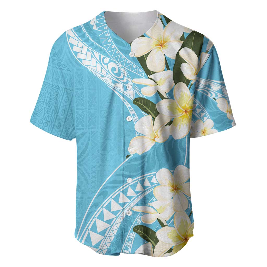 Aloha Hawaii Festive Baseball Jersey Frangipani Lace Classic - Turquoise LT7 Turquoise - Polynesian Pride