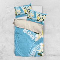 Aloha Hawaii Festive Bedding Set Frangipani Lace Classic - Turquoise