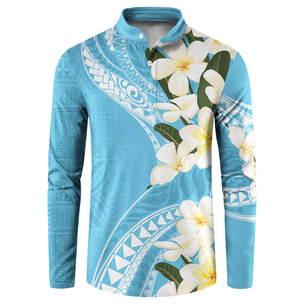 Aloha Hawaii Festive Button Sweatshirt Frangipani Lace Classic - Turquoise LT7 Turquoise - Polynesian Pride