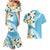 Aloha Hawaii Festive Couples Matching Mermaid Dress and Hawaiian Shirt Frangipani Lace Classic - Turquoise