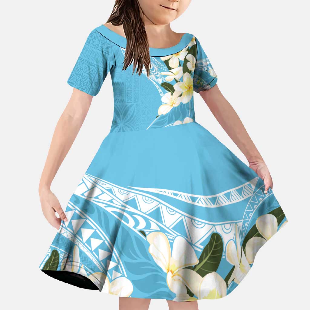 Aloha Hawaii Festive Family Matching Mermaid Dress and Hawaiian Shirt Frangipani Lace Classic - Turquoise LT7 Daughter's Dress Turquoise - Polynesian Pride