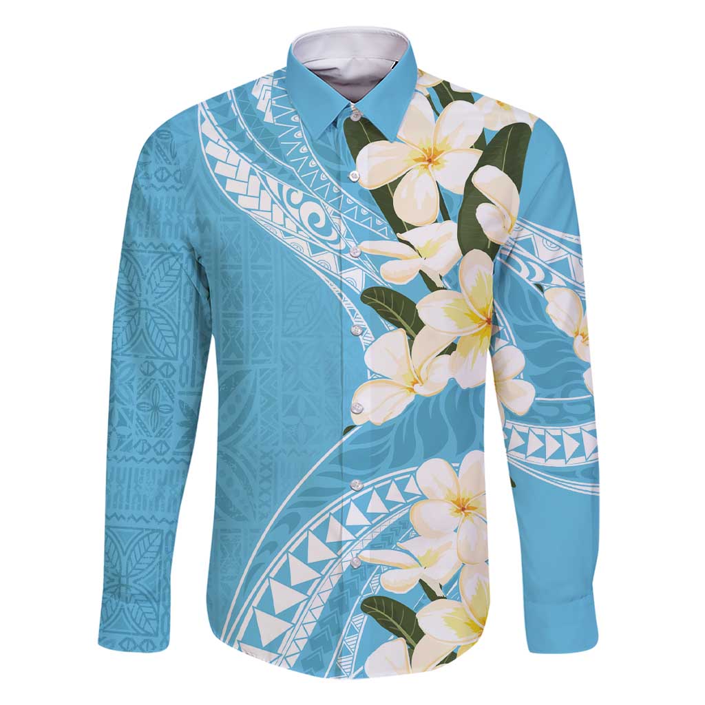 Aloha Hawaii Festive Family Matching Short Sleeve Bodycon Dress and Hawaiian Shirt Frangipani Lace Classic - Turquoise LT7 Dad's Shirt - Long Sleeve Turquoise - Polynesian Pride