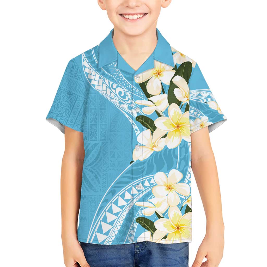 Aloha Hawaii Festive Kid Hawaiian Shirt Frangipani Lace Classic - Turquoise LT7 Kid Turquoise - Polynesian Pride