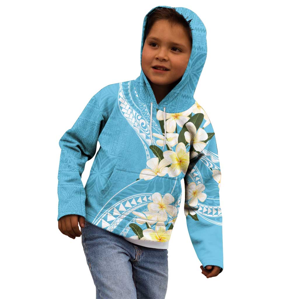 Aloha Hawaii Festive Kid Hoodie Frangipani Lace Classic - Turquoise