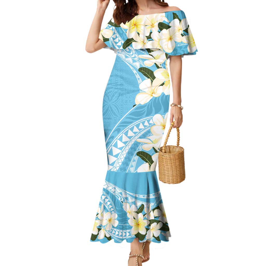 Aloha Hawaii Festive Mermaid Dress Frangipani Lace Classic - Turquoise