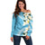 Aloha Hawaii Festive Off Shoulder Sweater Frangipani Lace Classic - Turquoise