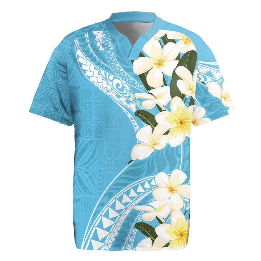 Aloha Hawaii Festive Rugby Jersey Frangipani Lace Classic - Turquoise