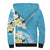 Aloha Hawaii Festive Sherpa Hoodie Frangipani Lace Classic - Turquoise