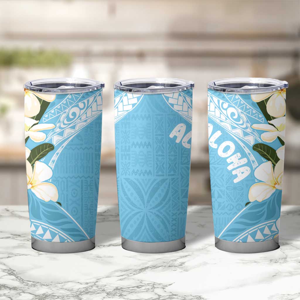 Aloha Hawaii Festive Tumbler Cup Frangipani Lace Classic - Turquoise