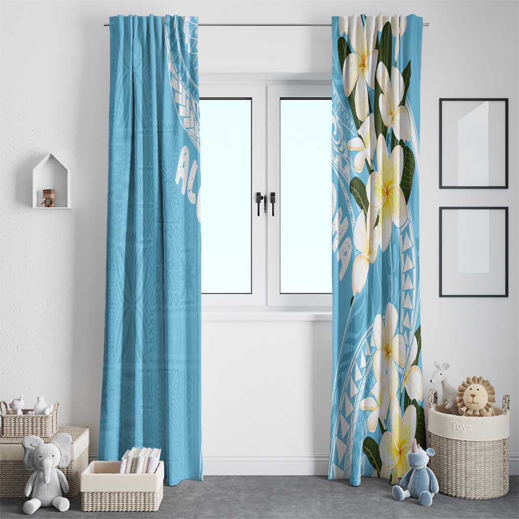 Aloha Hawaii Festive Window Curtain Frangipani Lace Classic - Turquoise