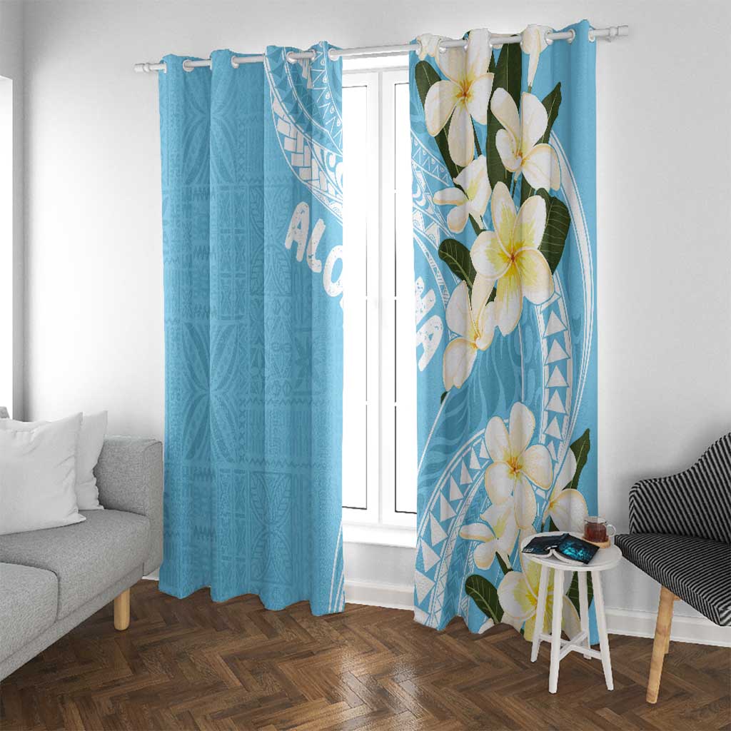 Aloha Hawaii Festive Window Curtain Frangipani Lace Classic - Turquoise