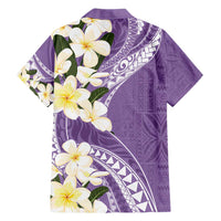 Aloha Hawaii Festive Family Matching Short Sleeve Bodycon Dress and Hawaiian Shirt Frangipani Lace Classic - Lavender LT7 - Polynesian Pride