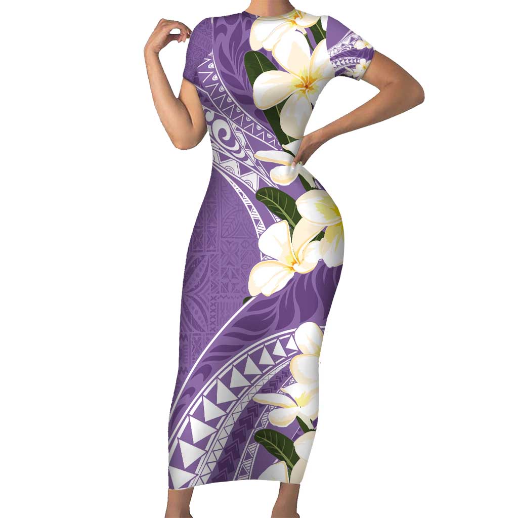 Aloha Hawaii Festive Family Matching Short Sleeve Bodycon Dress and Hawaiian Shirt Frangipani Lace Classic - Lavender LT7 Mom's Dress Lavender - Polynesian Pride