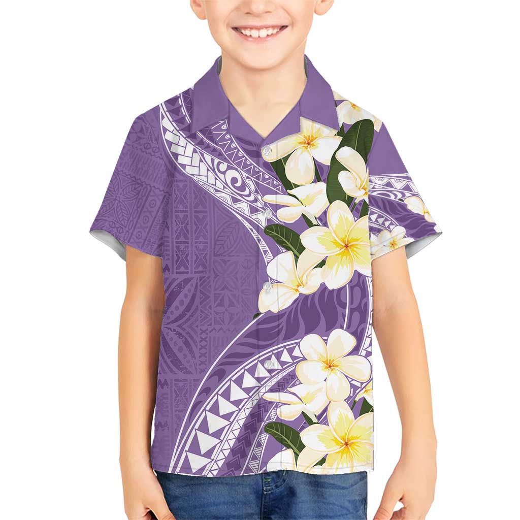 Aloha Hawaii Festive Family Matching Tank Maxi Dress and Hawaiian Shirt Frangipani Lace Classic - Lavender LT7 Son's Shirt Lavender - Polynesian Pride