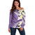 Aloha Hawaii Festive Off Shoulder Sweater Frangipani Lace Classic - Lavender