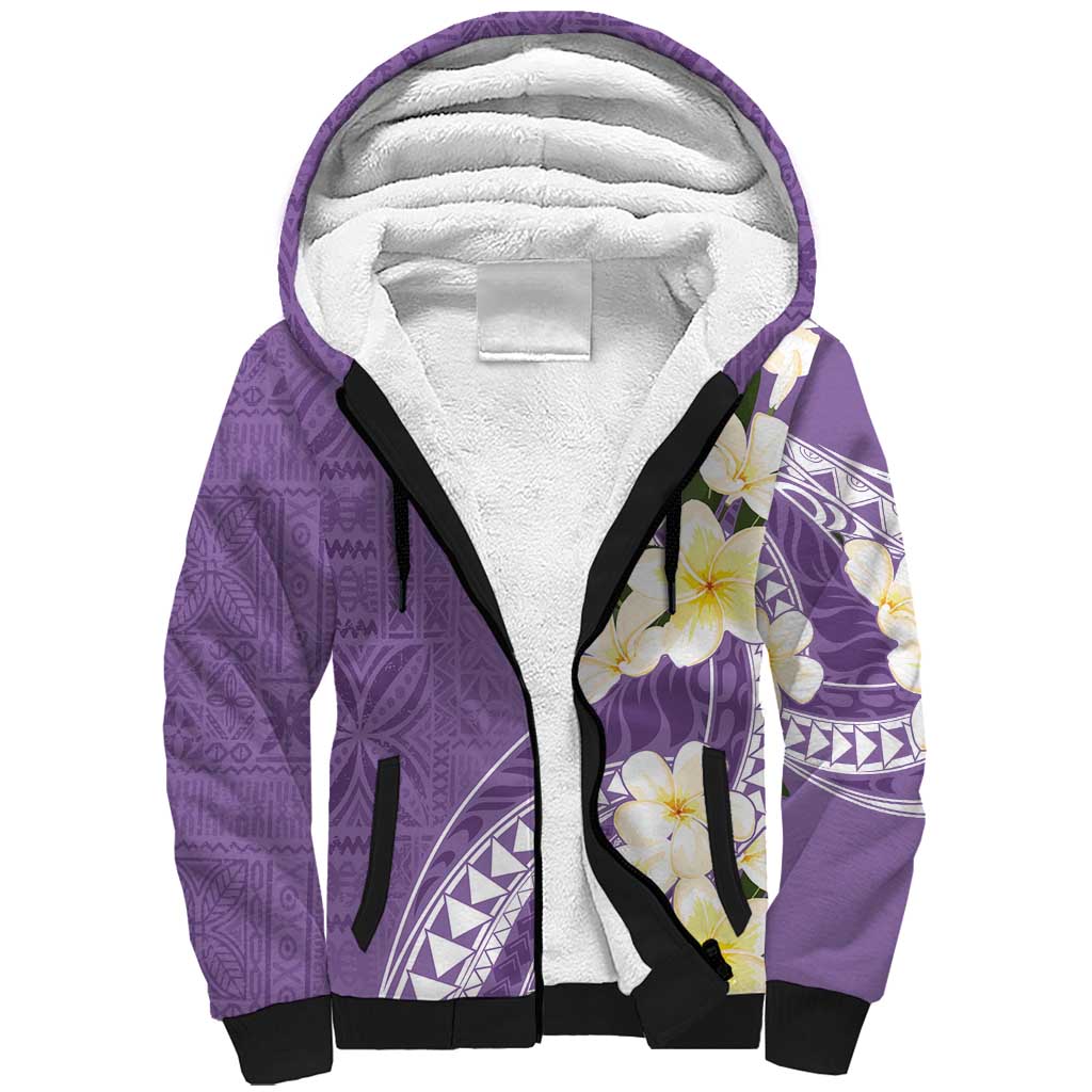 Aloha Hawaii Festive Sherpa Hoodie Frangipani Lace Classic - Lavender