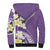 Aloha Hawaii Festive Sherpa Hoodie Frangipani Lace Classic - Lavender