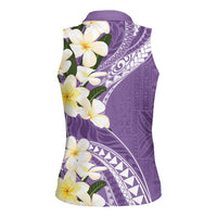 Aloha Hawaii Festive Women Sleeveless Polo Shirt Frangipani Lace Classic - Lavender LT7 - Polynesian Pride