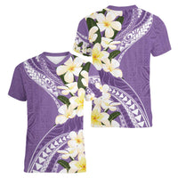 Aloha Hawaii Festive Women V-Neck T-Shirt Frangipani Lace Classic - Lavender LT7 - Polynesian Pride