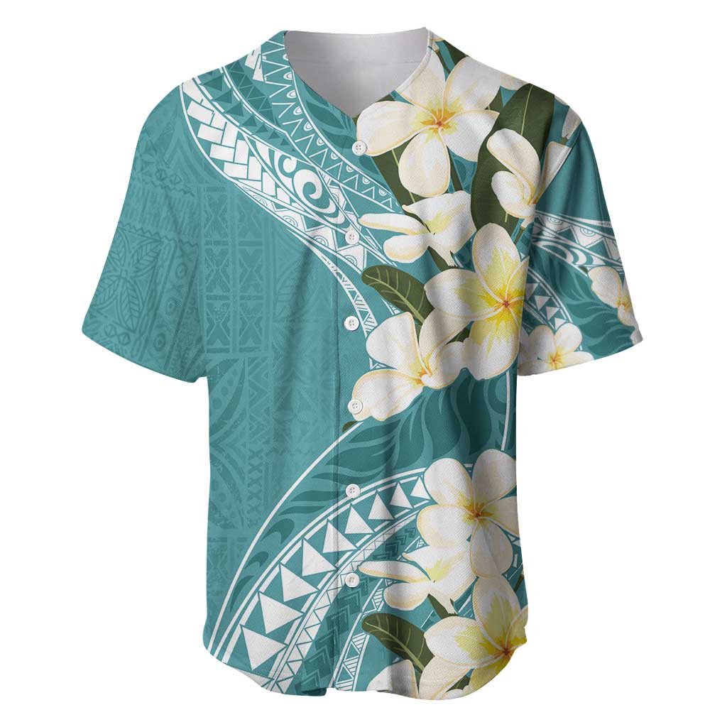 Aloha Hawaii Festive Baseball Jersey Frangipani Lace Classic - Teal