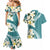 Aloha Hawaii Festive Couples Matching Mermaid Dress and Hawaiian Shirt Frangipani Lace Classic - Teal