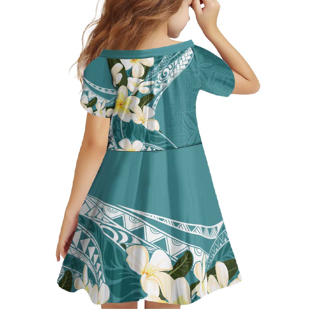 Aloha Hawaii Festive Family Matching Short Sleeve Bodycon Dress and Hawaiian Shirt Frangipani Lace Classic - Teal LT7 - Polynesian Pride