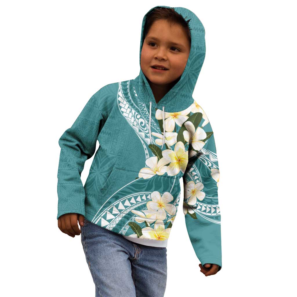 Aloha Hawaii Festive Kid Hoodie Frangipani Lace Classic - Teal