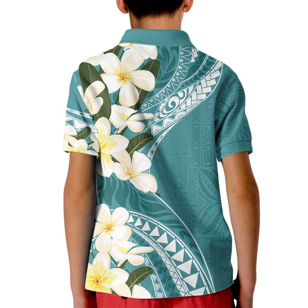 Aloha Hawaii Festive Kid Polo Shirt Frangipani Lace Classic - Teal