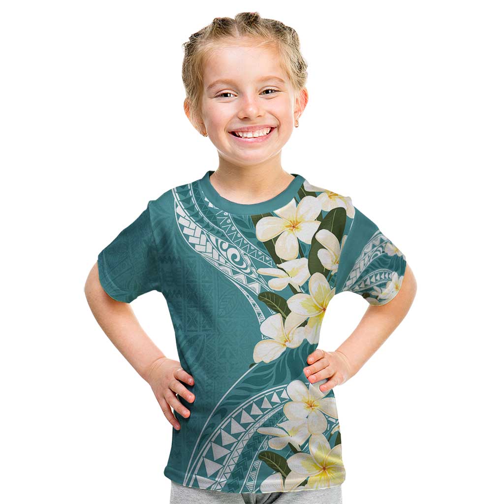 Aloha Hawaii Festive Kid T Shirt Frangipani Lace Classic - Teal LT7 Teal - Polynesian Pride