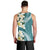 Aloha Hawaii Festive Men Tank Top Frangipani Lace Classic - Teal