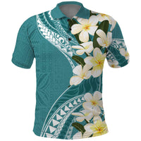 Aloha Hawaii Festive Polo Shirt Frangipani Lace Classic - Teal