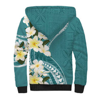 Aloha Hawaii Festive Sherpa Hoodie Frangipani Lace Classic - Teal
