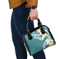 Aloha Hawaii Festive Shoulder Handbag Frangipani Lace Classic - Teal