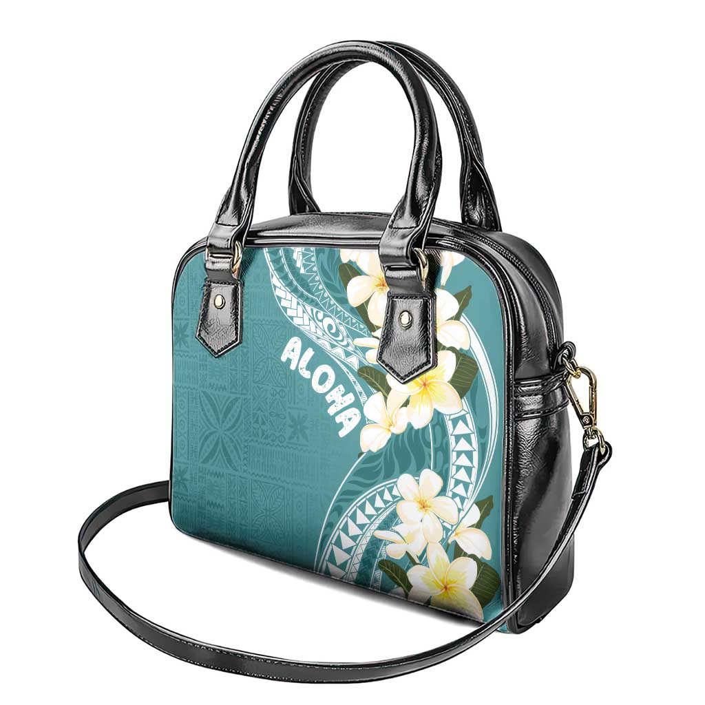 Aloha Hawaii Festive Shoulder Handbag Frangipani Lace Classic - Teal