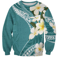 Aloha Hawaii Festive Sweatshirt Frangipani Lace Classic - Teal LT7 Unisex Teal - Polynesian Pride