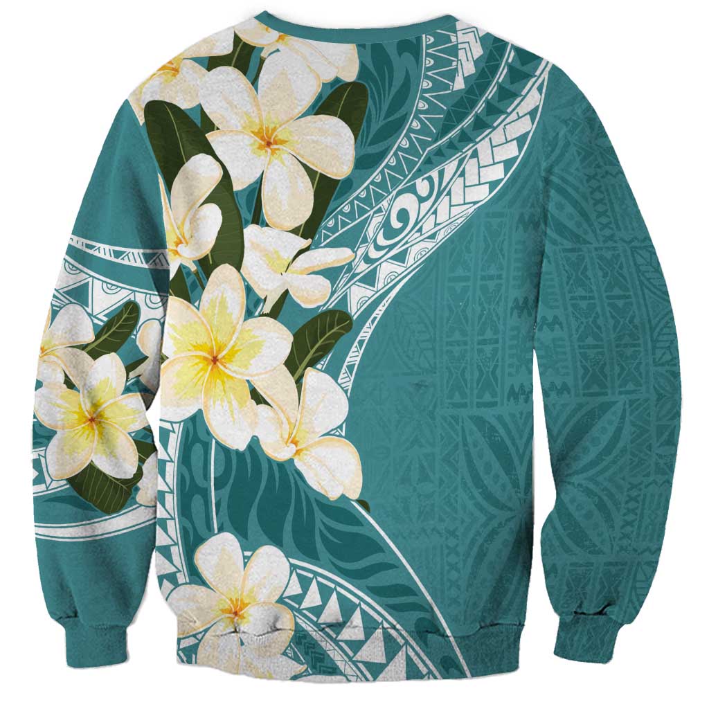 Aloha Hawaii Festive Sweatshirt Frangipani Lace Classic - Teal LT7 - Polynesian Pride