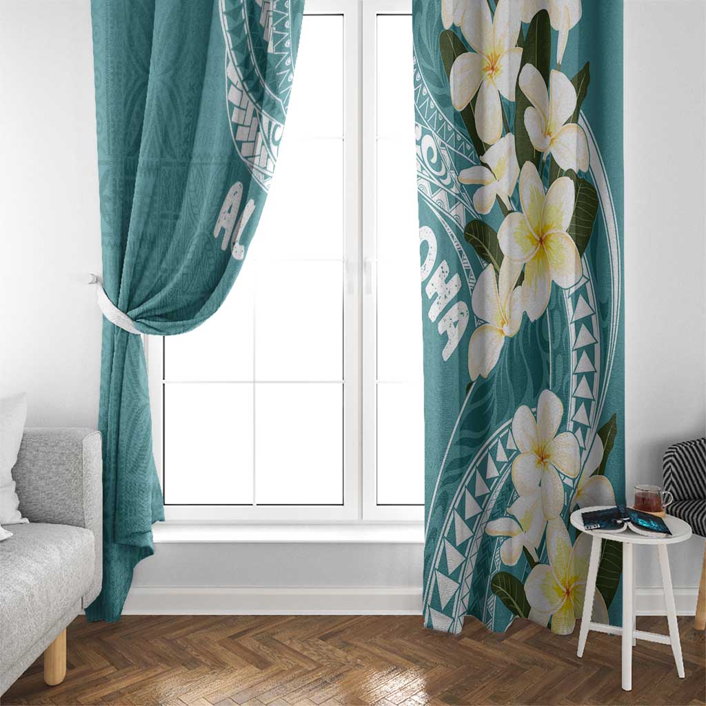 Aloha Hawaii Festive Window Curtain Frangipani Lace Classic - Teal