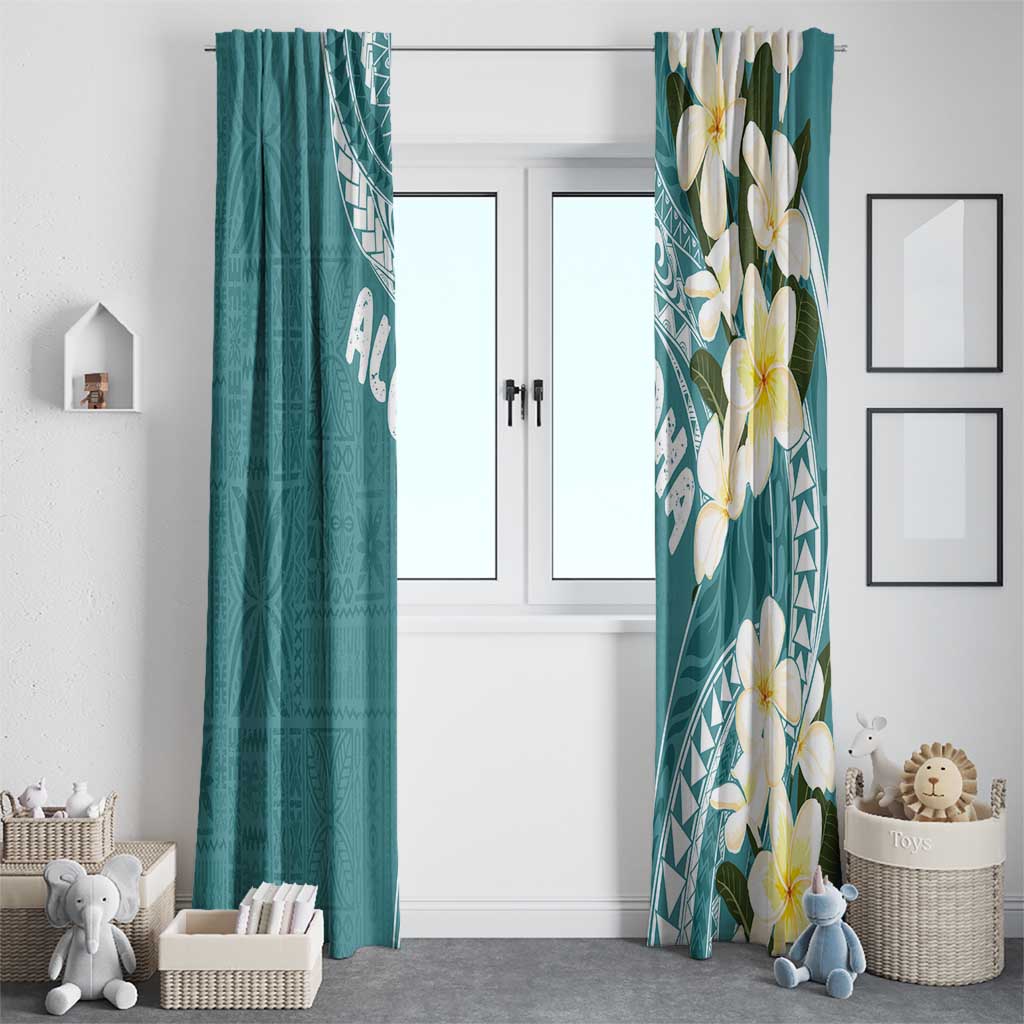 Aloha Hawaii Festive Window Curtain Frangipani Lace Classic - Teal