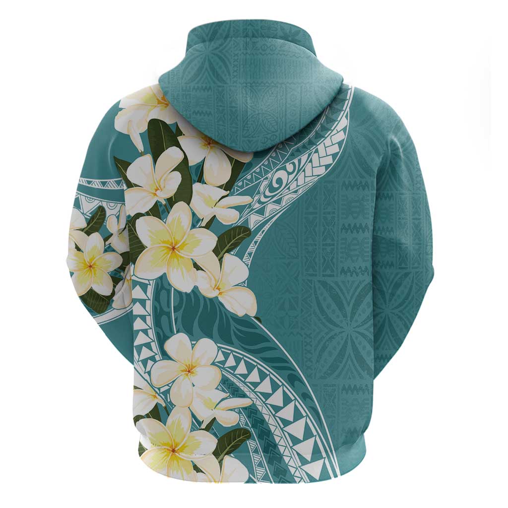 Aloha Hawaii Festive Zip Hoodie Frangipani Lace Classic - Teal