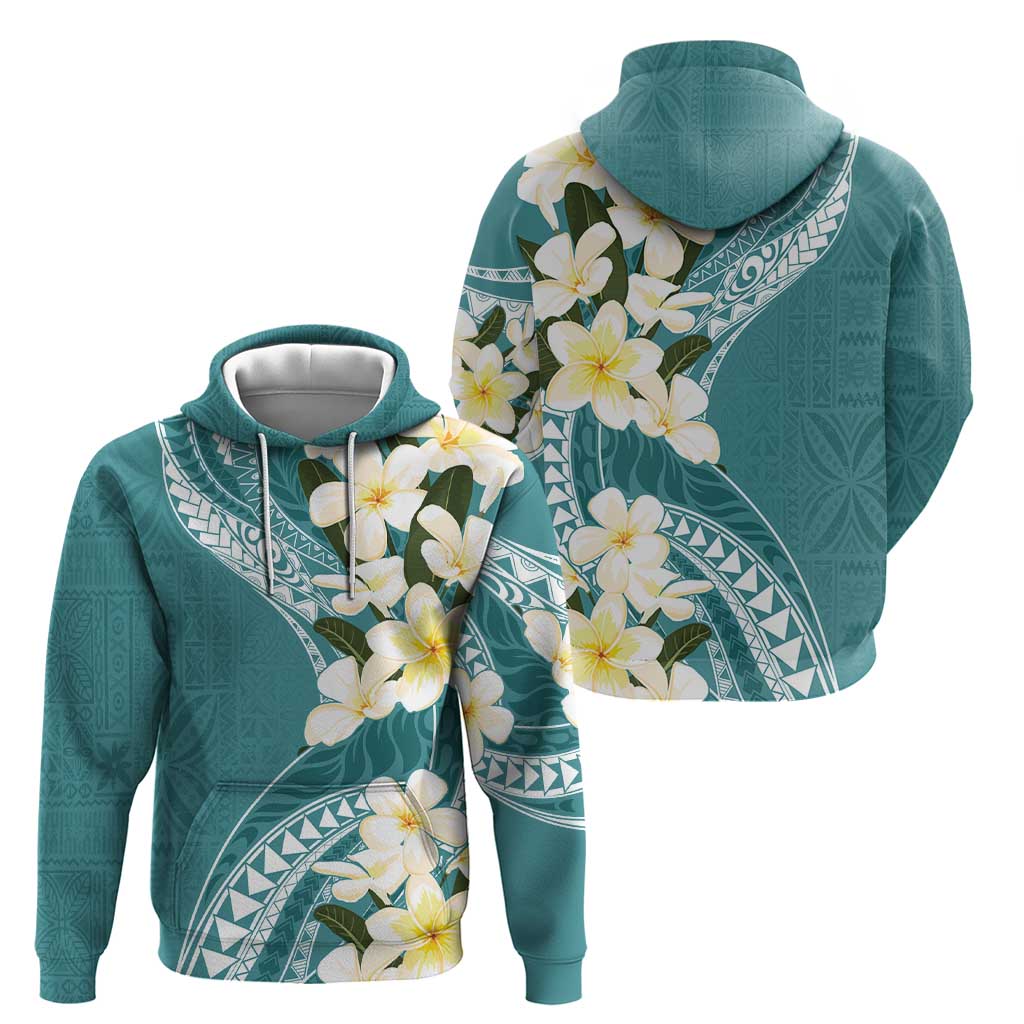 Aloha Hawaii Festive Zip Hoodie Frangipani Lace Classic - Teal