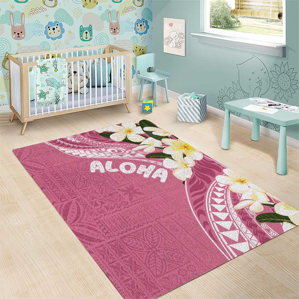 Aloha Hawaii Festive Area Rug Frangipani Lace Classic - Rosy