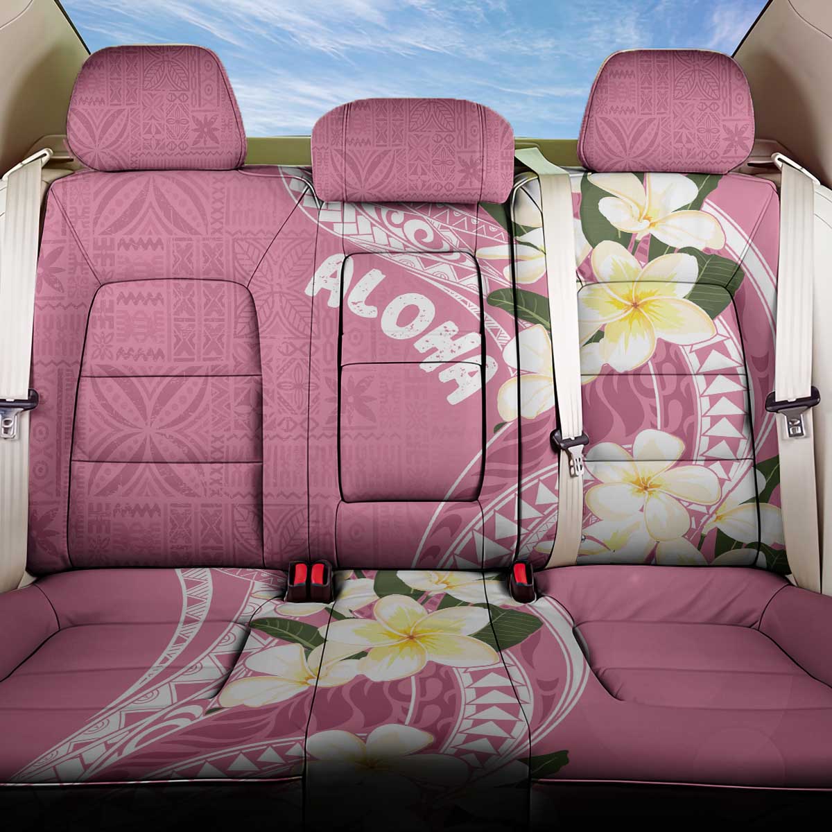 Aloha Hawaii Festive Back Car Seat Cover Frangipani Lace Classic - Rosy