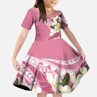 Aloha Hawaii Festive Family Matching Mermaid Dress and Hawaiian Shirt Frangipani Lace Classic - Rosy LT7 Daughter's Dress Pink - Polynesian Pride