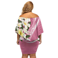 Aloha Hawaii Festive Family Matching Off Shoulder Short Dress and Hawaiian Shirt Frangipani Lace Classic - Rosy LT7 - Polynesian Pride