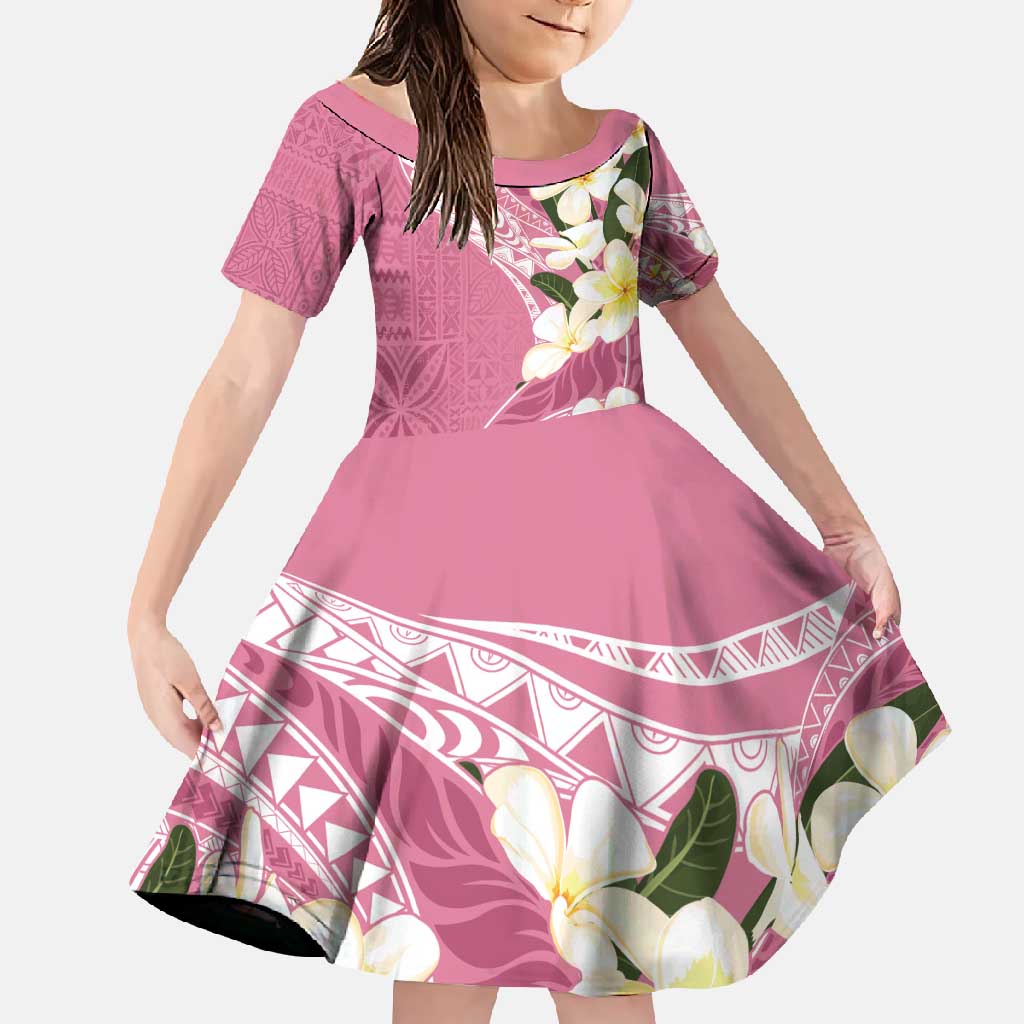 Aloha Hawaii Festive Family Matching Summer Maxi Dress and Hawaiian Shirt Frangipani Lace Classic - Rosy LT7 Daughter's Dress Pink - Polynesian Pride