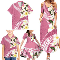 Aloha Hawaii Festive Family Matching Summer Maxi Dress and Hawaiian Shirt Frangipani Lace Classic - Rosy LT7 - Polynesian Pride