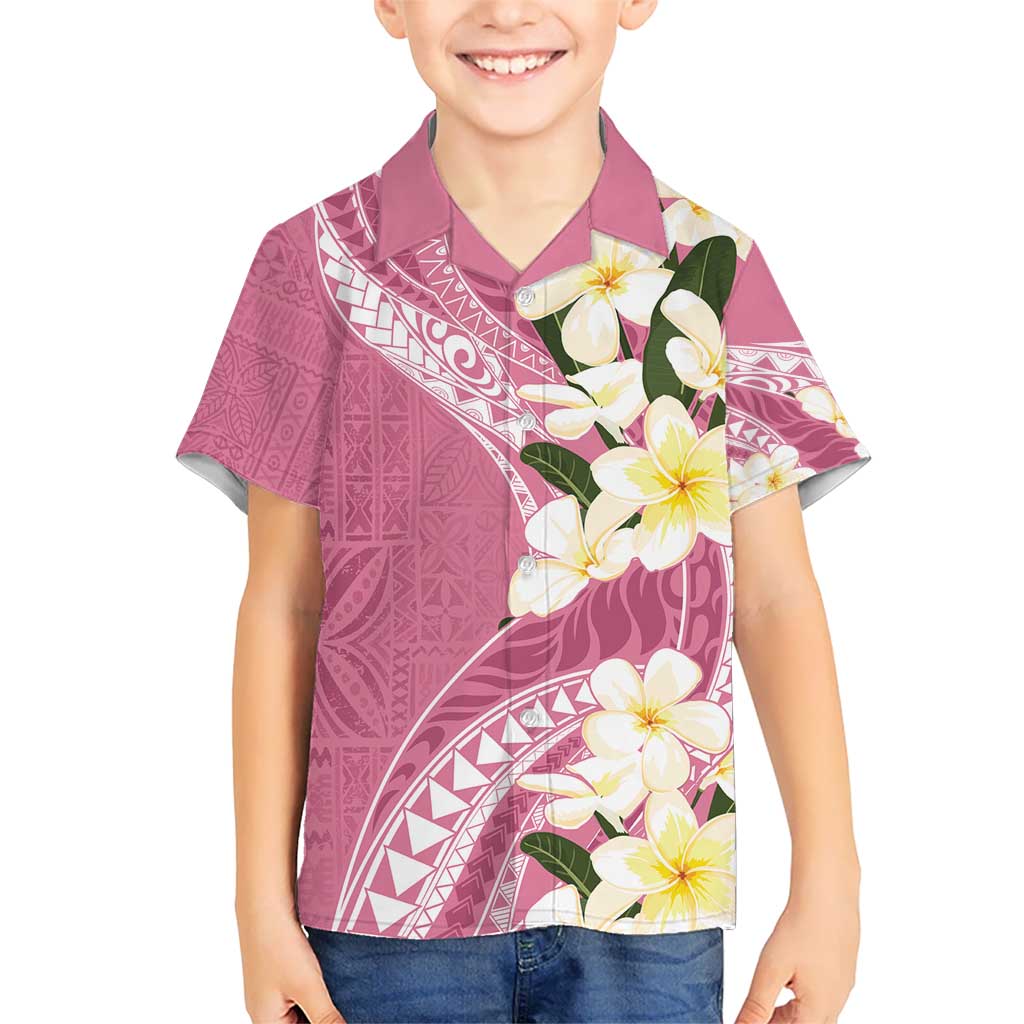 Aloha Hawaii Festive Kid Hawaiian Shirt Frangipani Lace Classic - Rosy LT7 Kid Pink - Polynesian Pride