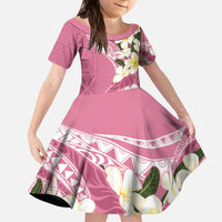 Aloha Hawaii Festive Kid Short Sleeve Dress Frangipani Lace Classic - Rosy